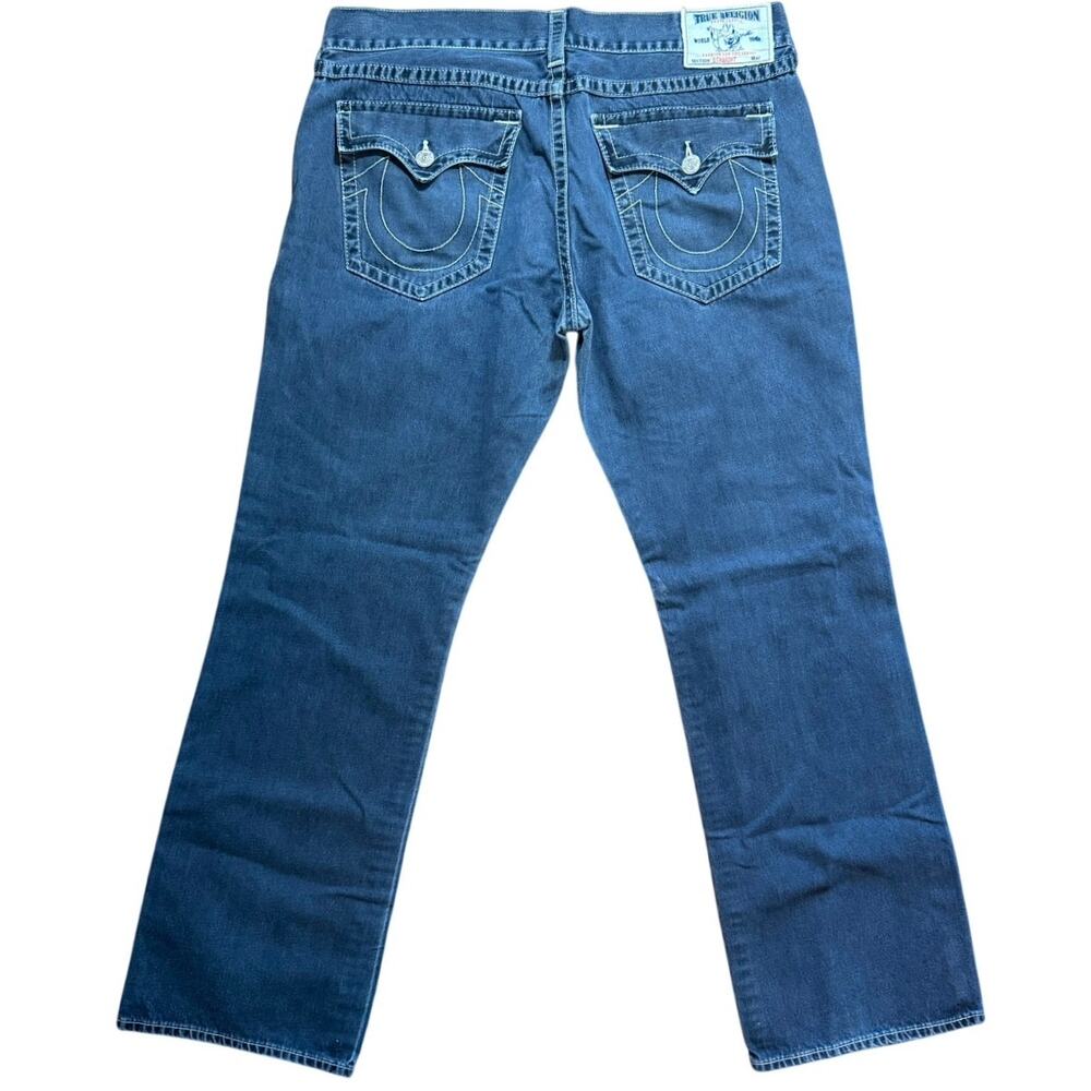True Religion Ricky Mens Size 40 Straight Leg Jeans Blue Denim Contrast Stitch
